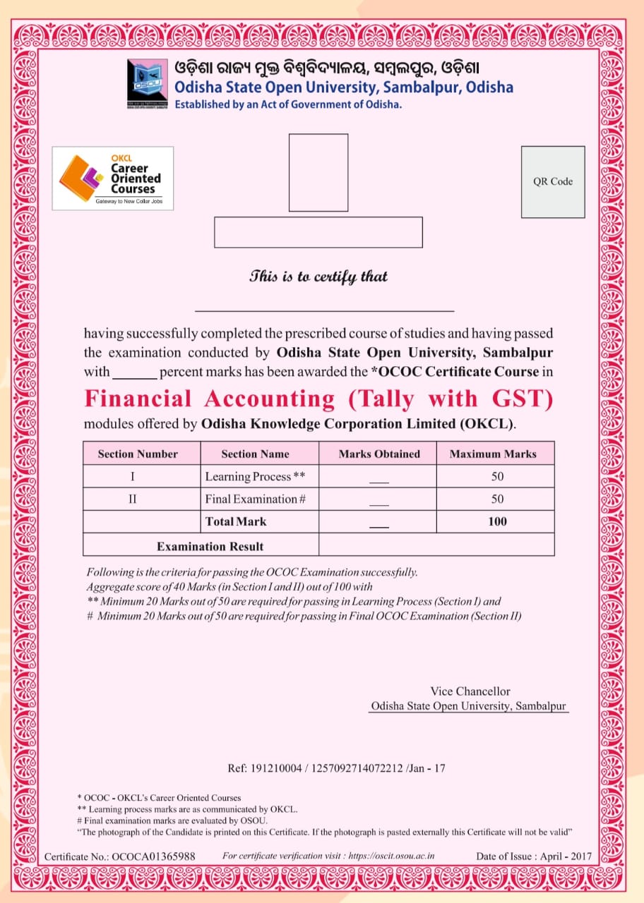 OCOC CERTIFICATE